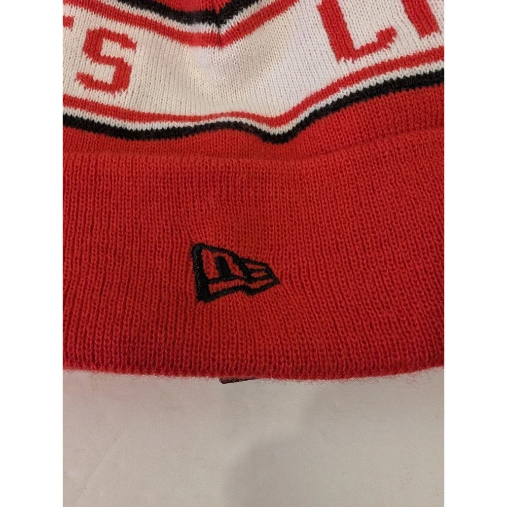Kansas City Chiefs New Era On Field Beanie Pom Cuffed Knit Hat Cap Fleece Lined